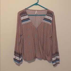 Mudd blush color printed long sleeve